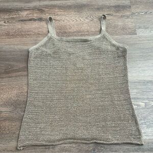 Savannah Metallic Knit Tank Top Size Large Neutral Taupe Brown Stretch Cami